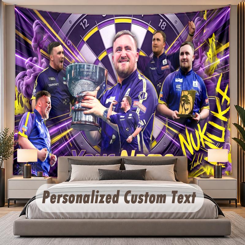 Custom Name Text Tapestry Luke Littler Personalized Polyester Wall Tapestry For Bedroom And Room