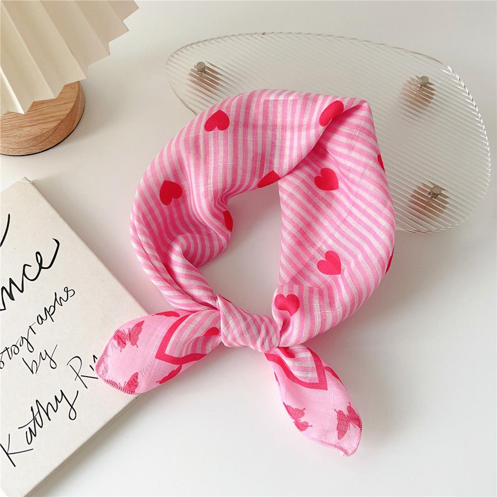 Linen Cotton Small And Square Scarf Silk Scarf Womens Spring And Autumn New Style Artistic And Versatile Fashionable Temperament Headband Scarf