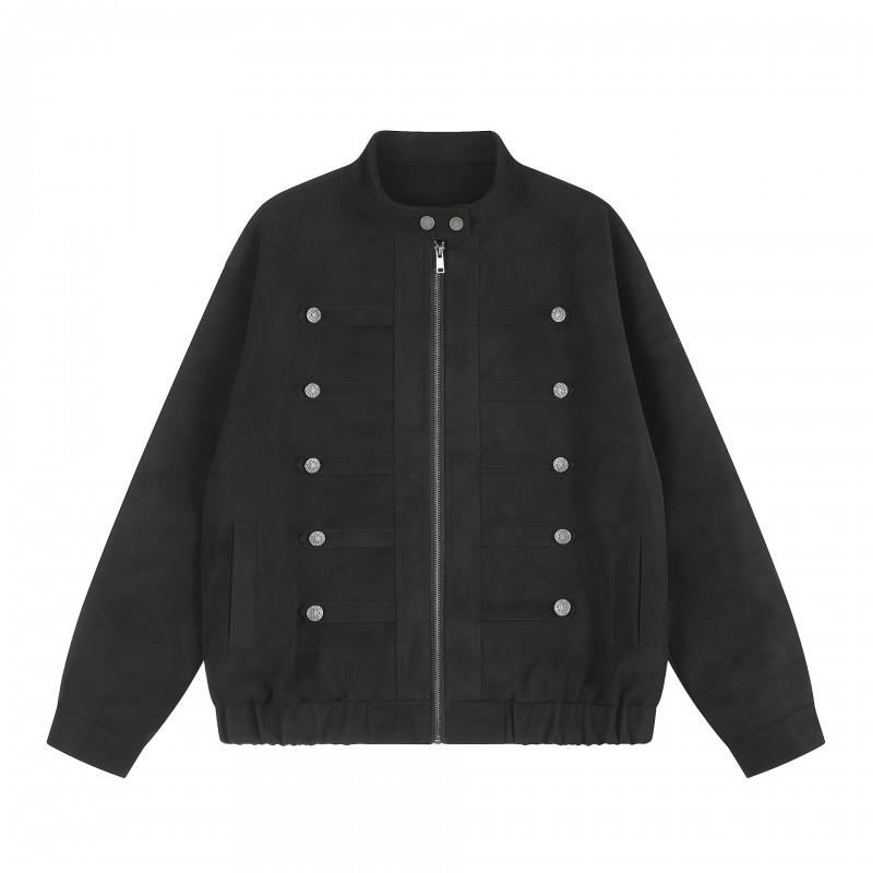 Unisex Oversized PU Jacket Black Stand Collar Zipper Casual Outerwear Fall 2026