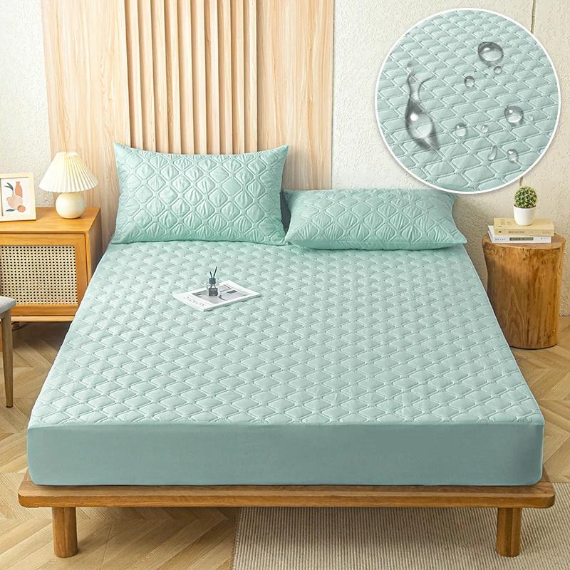 Супер водонепроницаемый стеганый матрас для кровати, набор чехлов для односпальной двуспальной кровати, защита от намокания, пылезащитная простыня на кровати
