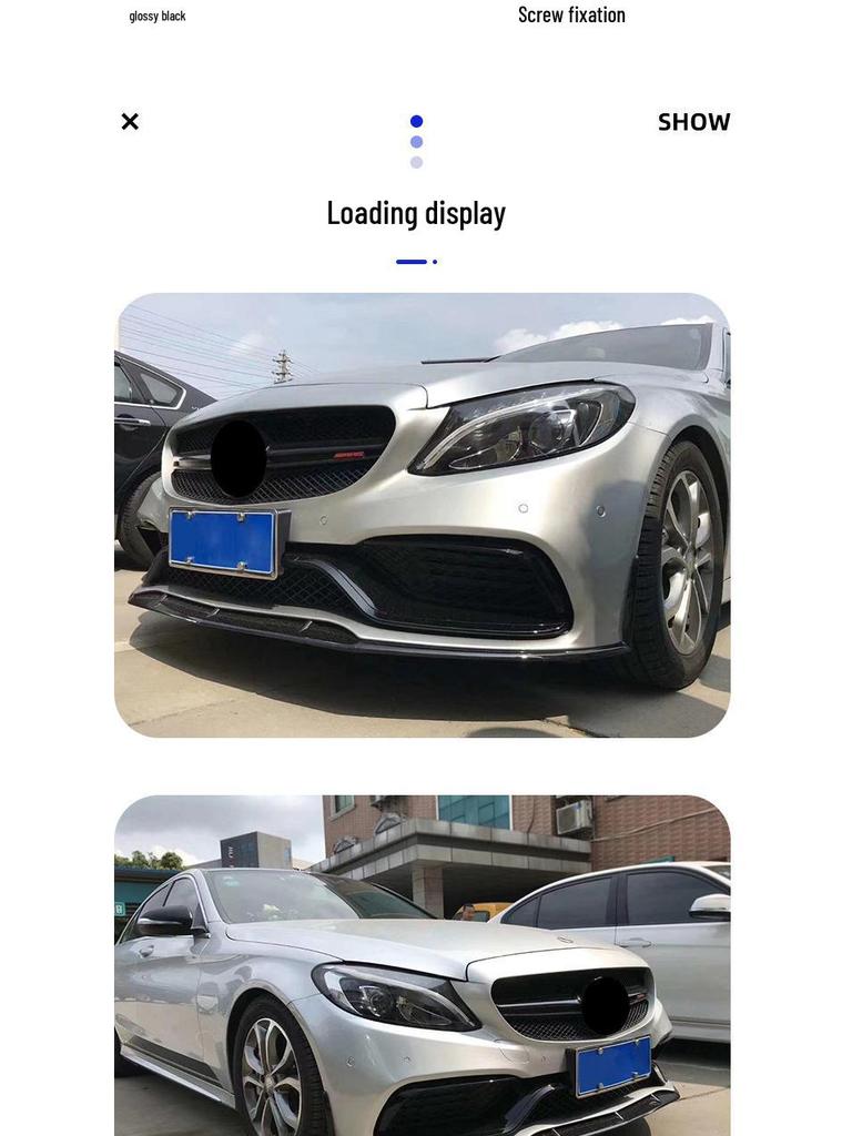 Applicable Mercedes C63 AMG Edition 1 Gloss Black Front Lip Body Kit