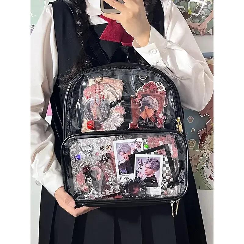 Прозрачный рюкзак Mochila Y2K Ita большой емкости, повседневная сумка на молнии, молодежный, базовый, Mochilas Mujer, сумки для студентов, для женщин