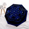 Sacred Geometry Mandala: Blue Spiritual Art Print Umbrella, Cute Umbrella with Cute Design, Portable 3-Fold Compact Umbrella for Men & Women, Valentin