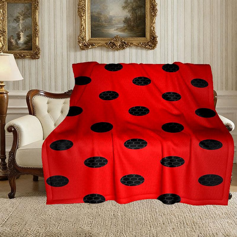 1pc Comfortable Home Print Throw Blanket, Ladybug Blanket For Bed and Sofa Use, Special Present For Family