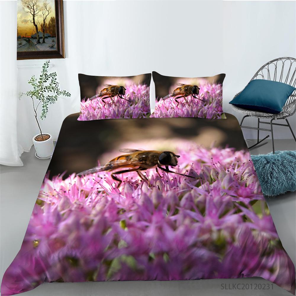 Kids Bedding Set 3D Bee Print Quilt Kids School Adults Bed Set Microfiber Fashion Home Bedclothes Duvet Covers