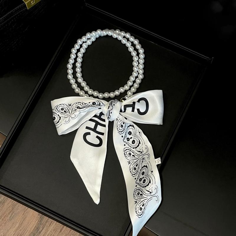 Модный шарф в горошек, пояс для женщин, декоративная отделка жемчугом, шейная лента, элегантные полоски, развевающаяся лента