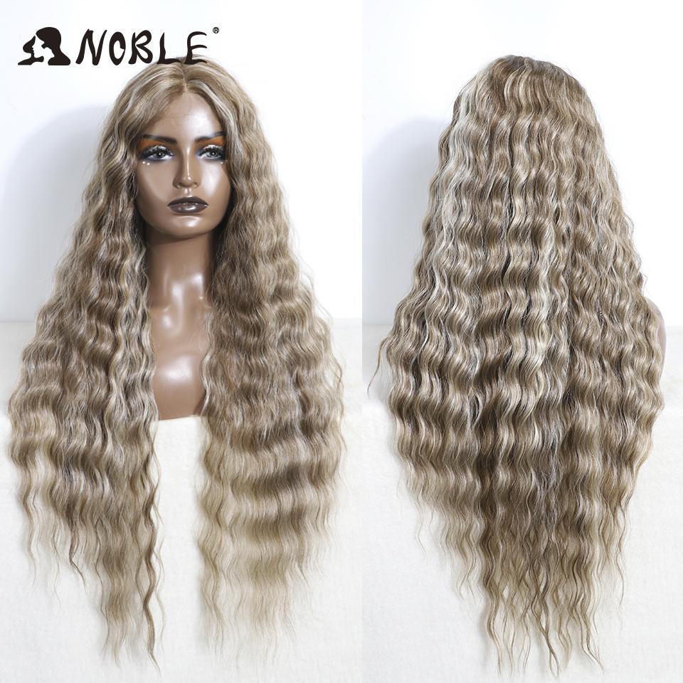 Noble Synthetic Lace Front Wig Cosplay 30" Body Wavy Blond Wig Lace Front Wig For Women High Density Lace Wig Ombre Blonde Wig
