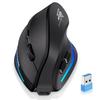 ECHTPower Ergonomic Wireless Mouse, Vertical Type, 2.4GHz, Quiet, Neon LED, 6-Level DPI Adjustment, Type-C Rechargeable, Quiet, Long-Lasting Use, 6