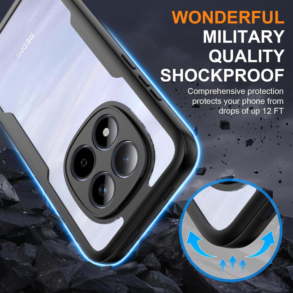 Чехол 360° с полной защитой от ударов для Redmi 15pro Plus 15 14 Pro Poco M8 Pro, Защитное стекло HD, Жесткая рамка из ПК, Противоударный чехол