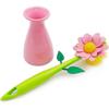 Long-handled dishwashing brush, flower-shaped nylon dishwashing brush, kitchen dishwashing brush with stand