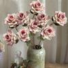 6 шт. 67 см искусственный цветок мокко роза реалистичный стебель искусственный шелковый букет роз для самостоятельного свадебного домашнего декора центральный элемент отеля день святого валентина день матери