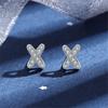 925 Sterling Silver Simple Fashion Cross X -Shaped Moissanite Diamond Stud Earrings Elegant Party Jewelry Gifts For Women