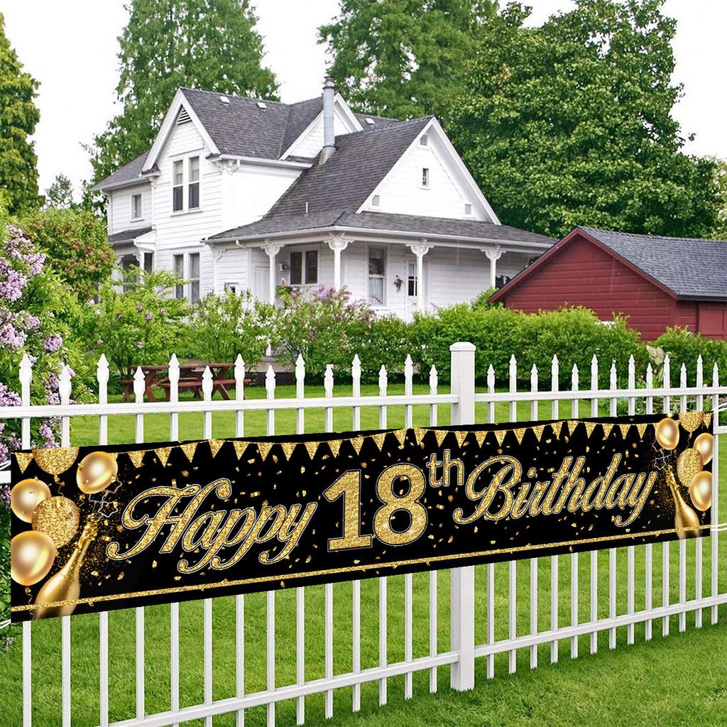 Баннер с золотым блеском, украшение на день рождения 18, 21, 60, 70 лет, баннер на день рождения, украшение на день рождения, золото, черный цвет