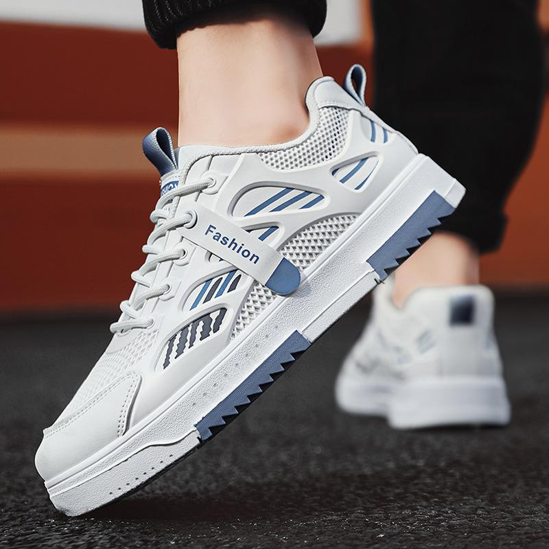 Мужская обувь 2025 года, новая осенняя дышащая сетка на плоской подошве, повседневная спортивная молодежная корейская версия обуви Putian tide