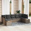 VidaXL 7-Piece Garden Sofa Set with Gray Cushions Poly Rattan Acacia 3356829
