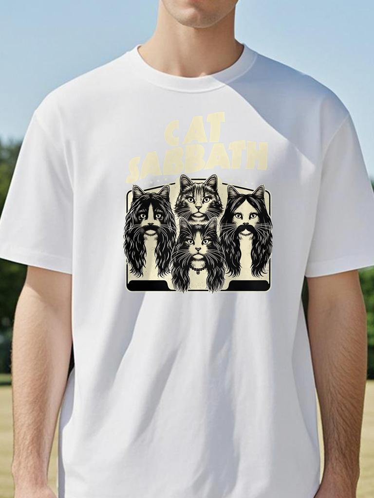 Кошачий Шабаш Смешная Кошка Футболка Рок Музыка Уличная Одежда Одежда Юмор Котенка Группа Y2k Надпись Футболка Рэп Хип-Хоп Короткий Рукав Блузки