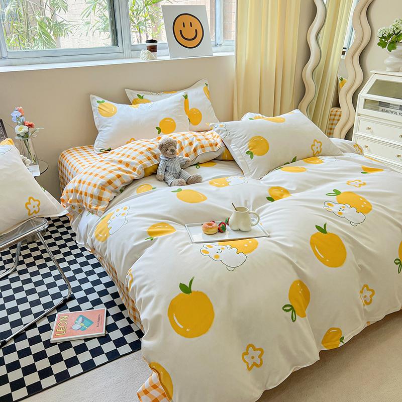 White Flower Stripes Duvet Cover Set with Bed Sheet Pillowcases Popular Reactive Print Bedding Sets Twin Full Queen King Size