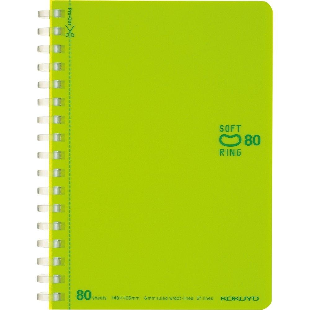 KOKUYO Note Soft Ring Dotted B Ruled A6 80 Sheets Yellow Green Su-SV358BT-LG