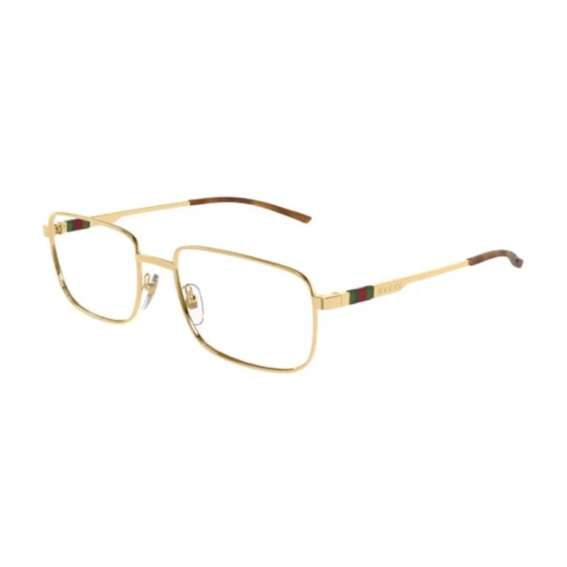 Gucci Temple Logo Rectangular Optical Frame Men's Gold Gold F in original box and bag (new and old versions of glasses case are random)