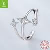 S925 Sterling Silver Starry Open Ring, Personalized Niche High-End Double-Layer Star Ring