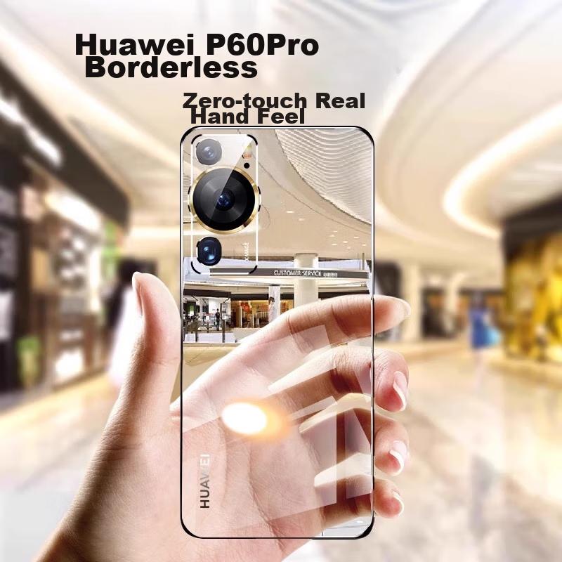 POZZO Phone Case Huawei P60/P60Pro, Electroplated Borderless Transparent Heat Dissipation Clear Anti-Drop Simple Design, Elegant Matte Black
