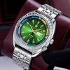 Мужские механические часы с люминесцентным скелетным циферблатом и стальным браслетом