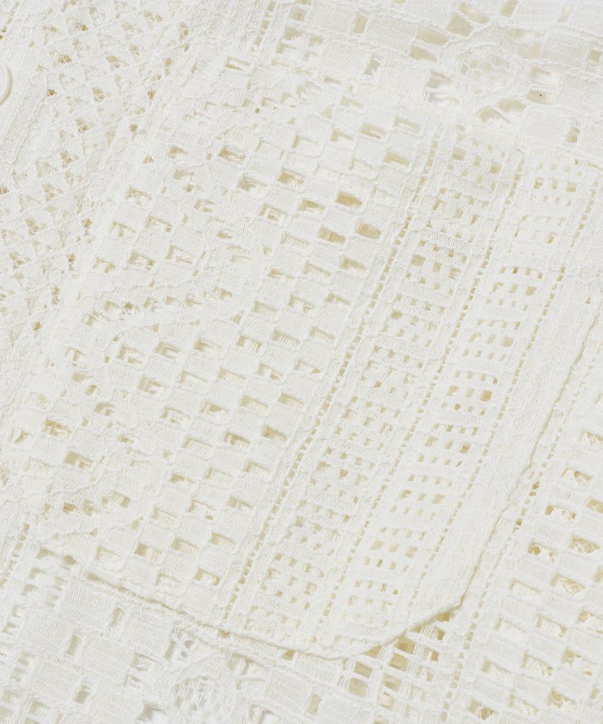 BROWNBREATH Crochet Open Collar Shirts - Ivory