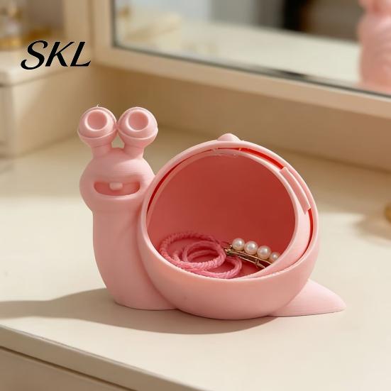 Clutter Storage Container Cute Snail Box, 3D Printed Novelty Ornament, Trinket Small Jewelry Box Holder with Lid, Fun Desk Organizer for Hair Ties