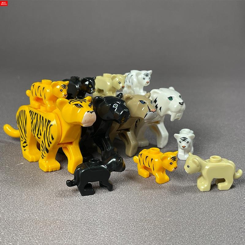 MOC Кубики Животные Маленькие Тигры Саблезубый Тигр Строительные Блоки Собранные Частицы Детские Игрушки