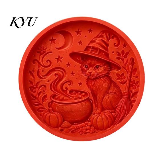 Concrete Stepping Stone Molds Silicone Mold for Halloween DIY Garden Pathway, Flexible Reusable Casting Cement, Sunflower Cat Pumpkin Art Decor Patio