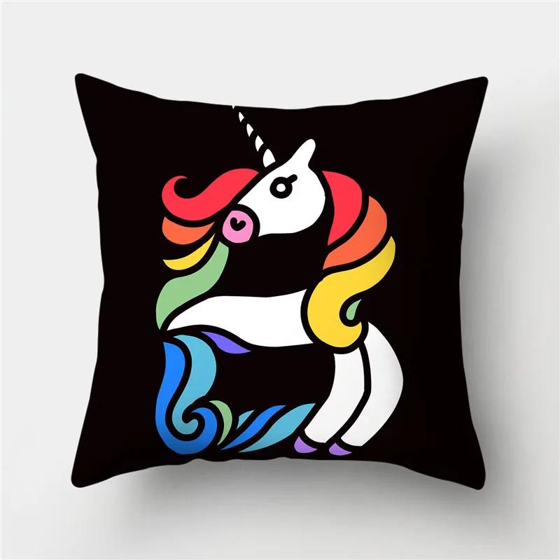 Буквы Единорог Наволочка Полиэстер Принт Наволочка Диван Декор Подушка Дом