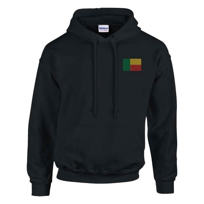Sweat à capuche - PIXELFORMA - Drapeau du Bénin - Длинные манши - Col capuche - Нуар