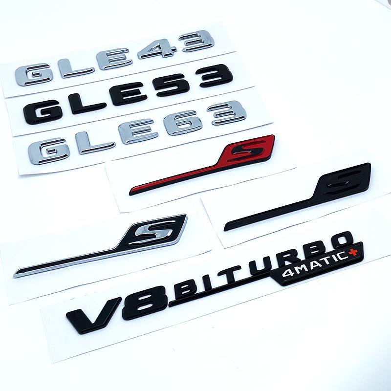AAZB1 Letters GLE43 GLE53 GLE63 GLE63S V8 Biturbo 4matic+ Emblem for Car Side Trunk Rear W166 W167 Logo Sticke