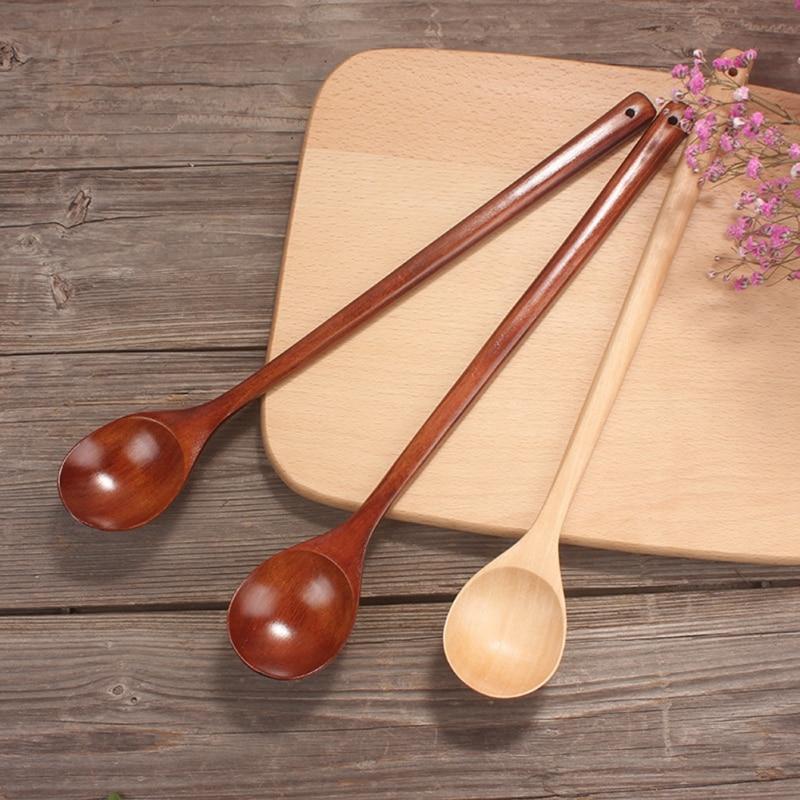 Long Handled Spoon Wooden Beautiful Practical for Cooking Stirring