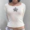 2026 Summer Harajuku Long Sleeve Crop Top T Shirt Y2k Fairy Grunge Star Printed Goth Women Korean Fashion Casual Sexy Slim Tees