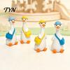 Car Dashboard Decorations 4Pcs Mini Goose Figurines, Miniature Geese Statues with Hat & Bag, Tiny Resin Animal Desk Accessories for Office