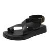 Flat-soled Sandals Women's Spring and Summer New Large-size Set Toe Thick-soled Casual Anklet Buckle with Beach Sandals