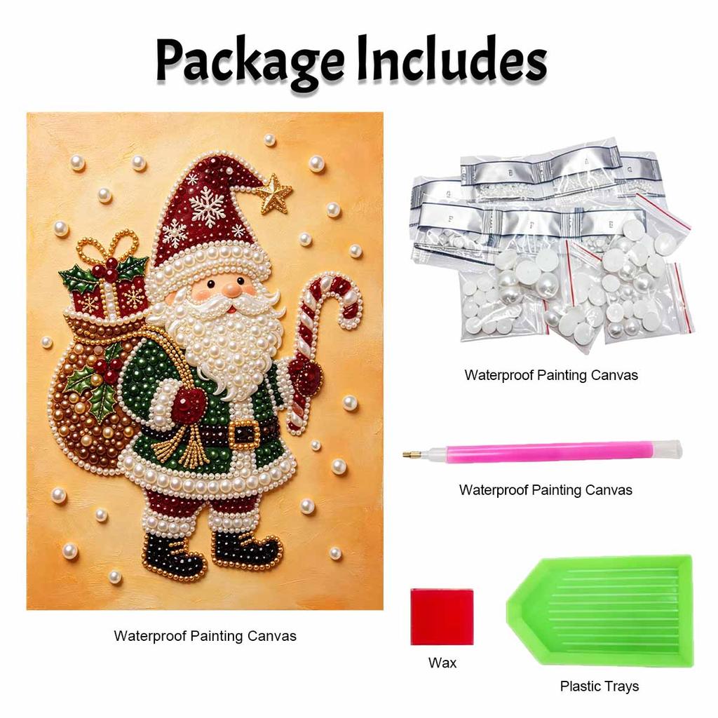 Christmas Pearl Painting Kit Santa Claus Gift Candy Cane Handmade DIY Home Decoration Painting