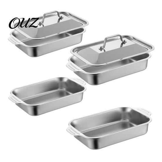 Deep Rectangular Baking Pan Stainless Steel Pan, with Handles, Heavy-Duty Tray, Bread High Temperature Resistant Durable Kitchenware, for Roasting And