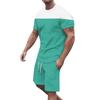 Men's Solid Color Shoulder Short Sleeved Shorts Breathable Men's Casual 2-piece Set