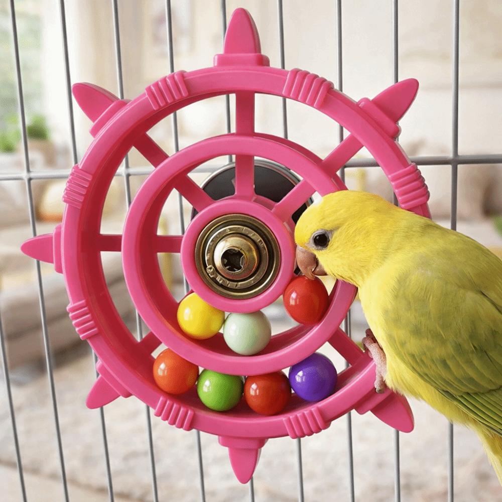 Colorful Beads Parrot Spinner Rattle Toy Bite Resistant Bird Cage Toy Bird Cage Use