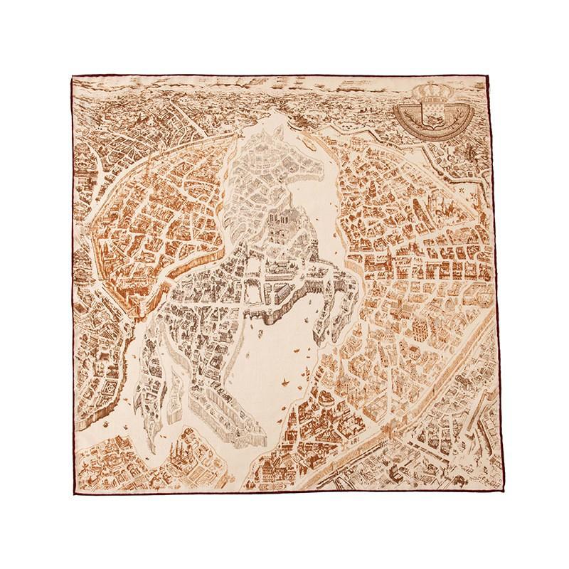 Silk Wool Double-sided Roman Car Mulberry Silk Large Square Scarf Autumn and Winter Warm Elegant Women's Square Scarf