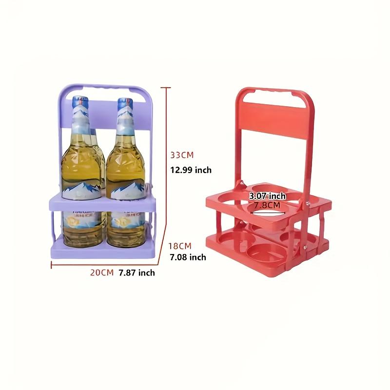 1pc 4-Slot Portable Foldable Beer Basket - Durable Plastic Drink Bottle Holder for Home Outdoor Camping Picnic