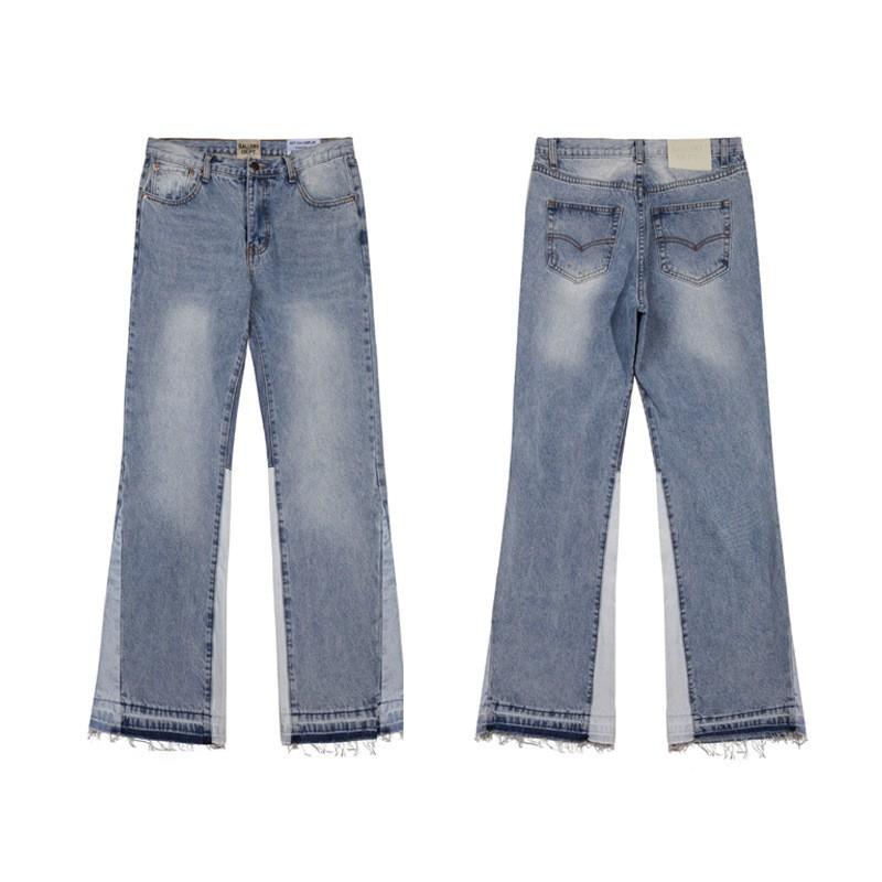Mens High-waisted Flared Jeans Straight Leg Full Length Vintage Style Micro Stretch Casual