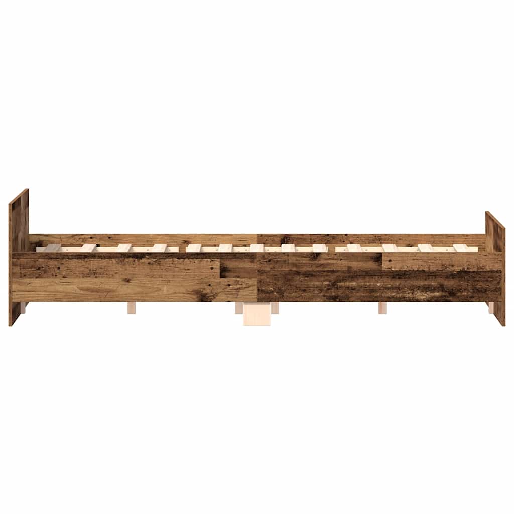 Rama Łóżka Bez Materaca Stare Drewno 140X190Cm Drewno Klejone