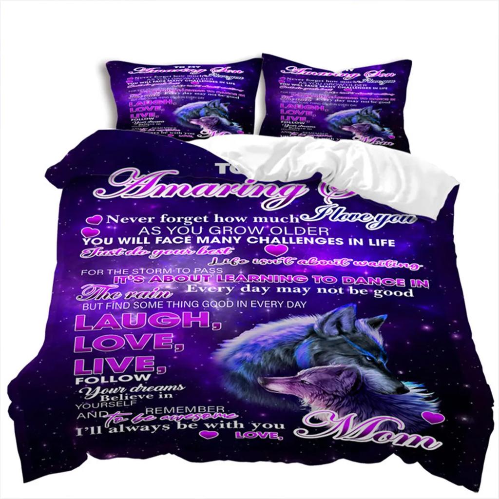 Letter Duvet Cover Abstract Word Print Wild Animal Theme The Meaningful Gift for Family and Friend Bedroom Decoration Queen Size