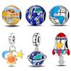 Charms 925 Sterling Silver Sun Moon Star Earth Rocket Planet Charms Beads Fit 925 Original Bracelets DIY Fine Jewelry