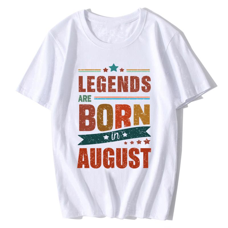 Unisex Cotton Tshirt Legends Are Born In August Tshirt Birthday Gift Clothing Vintage Graphic T Shirt Unisex Tops Fitness Tees