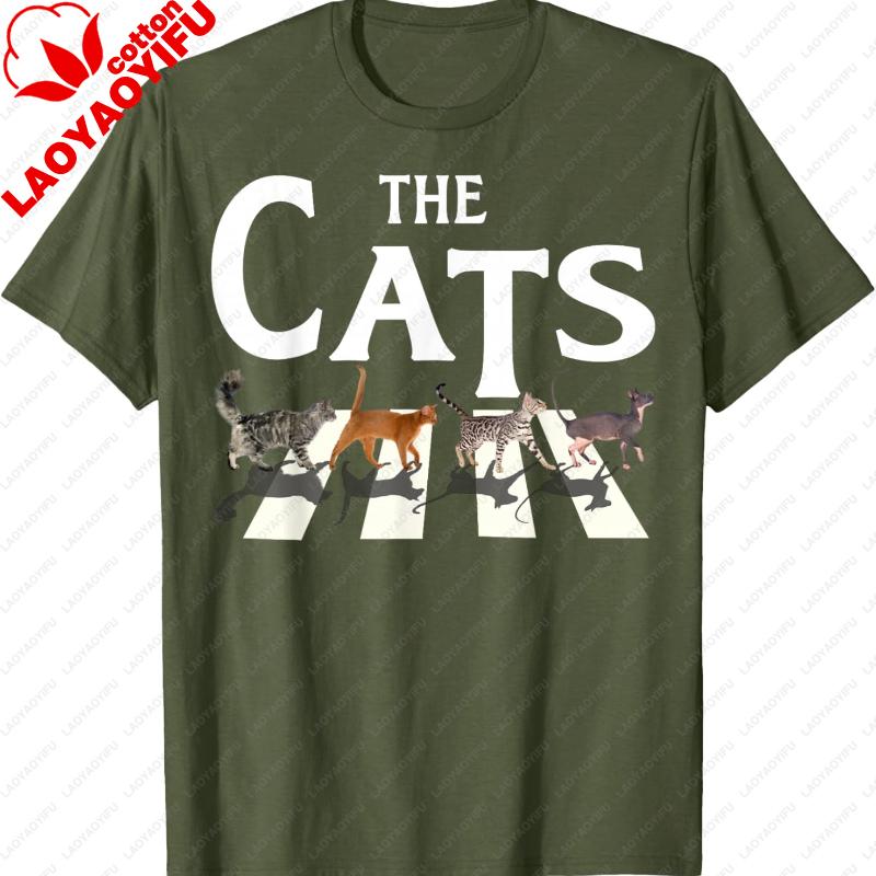 Lovely Cat Rock Music Funny Cat Lover Gifts for Unisex Women TShirt High Quality Cotton Printed Tshirt Tops Regular Short Sleeve