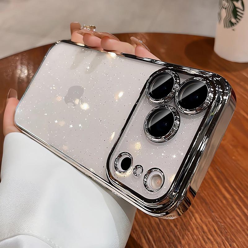 For iPhone 17 Air 17 Pro Max Case New Camera Protector Glitter Bling Clear PC Cover for iPhone 13 12 11 14 15 16 Pro Max